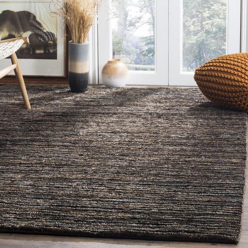 Gray Hand-Knotted Jute Rectangular Area Rug