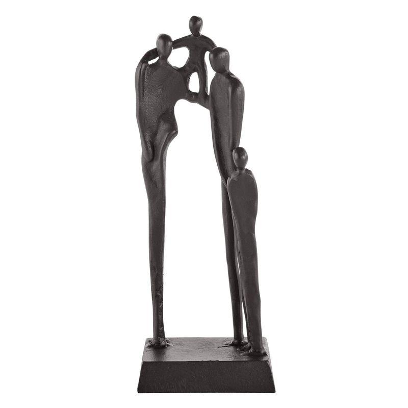 Danya B Brown Cast Iron Abstract Family of Four Together Sculpture - Tabletop Figurine For Desks, Accent Tables, or Shelves