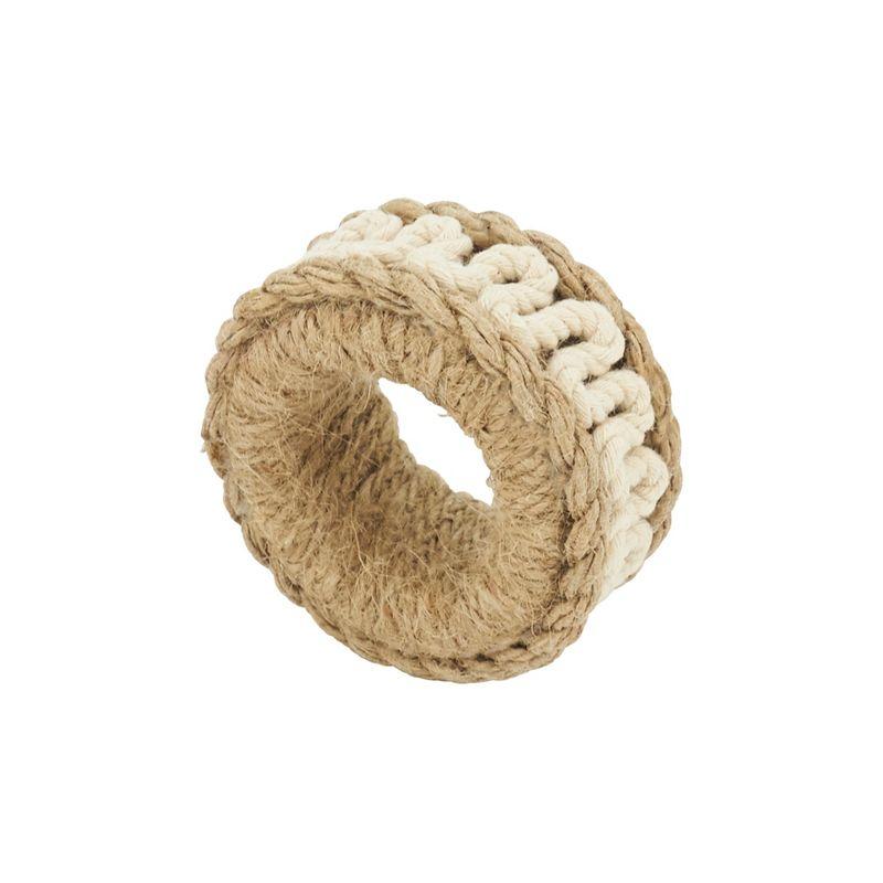 Beige Rope Embellished Circular Napkin Rings, Set of 4