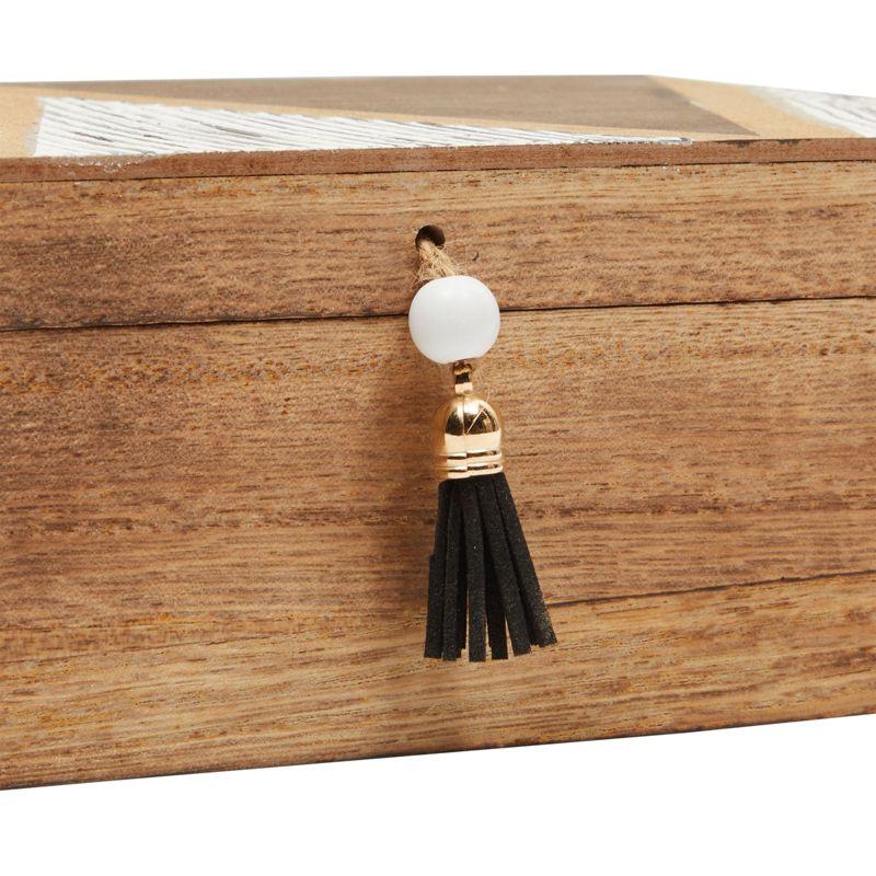 Juvale Small Wooden Decorative Box with Lid and Tassel for Jewelry, Trinket Storage, 9.4 x 6 x 3 In