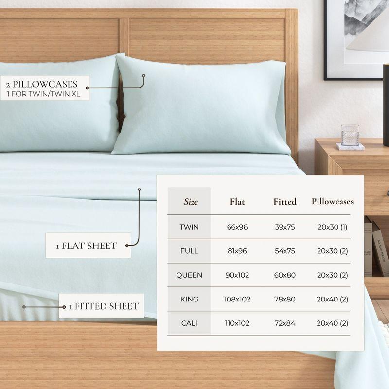 100% Cotton Flannel Sheet Set - Great Bay Home (Full, Light Blue)