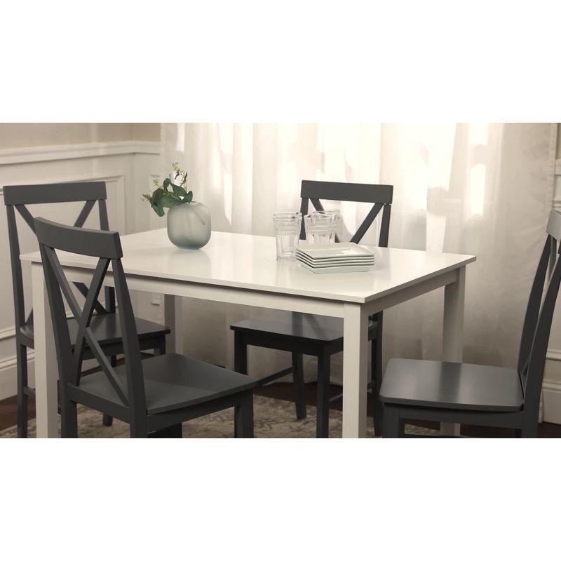 5pc Contemporary Farmhouse Dining Set White/Navy - Saracina Home: Rubberwood & MDF, Non-Extension Rectangle Table