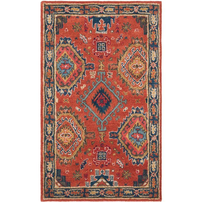 Heritage Rust and Navy Hand-Tufted Wool Area Rug 3' x 5'