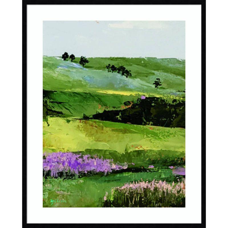 Green and Purple Nature Landscape Framed Wall Art, 33" x 41"