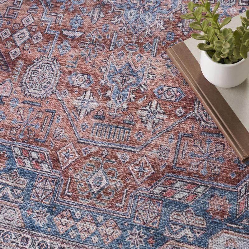Nourison Washable Brilliance 4' x 6' Blue/Multi Vintage Indoor Rug