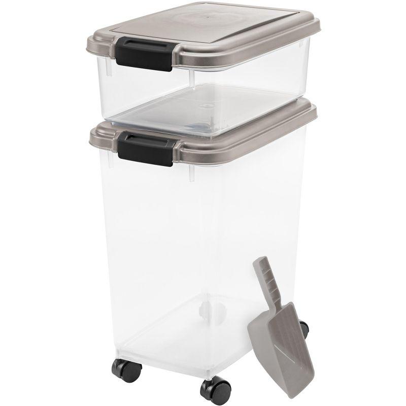 Zoey Tails 35 Lbs. WeatherPro Airtight Stackable Pet Food Storage Container Combo with Scoop & Treat Box