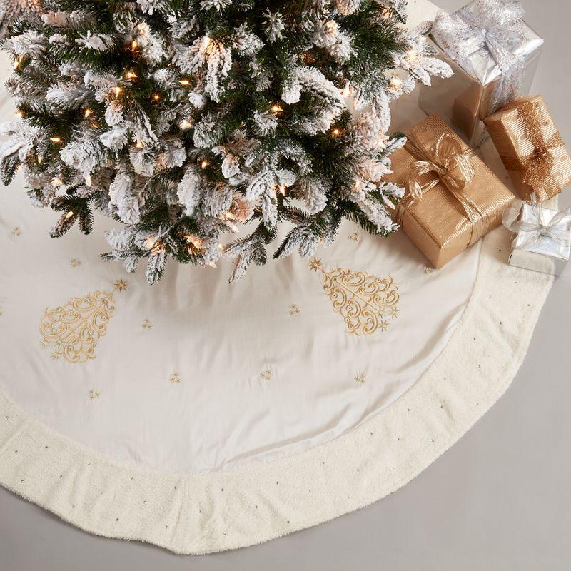 Saro Lifestyle Holiday Cheer Embroidered Tree Skirt