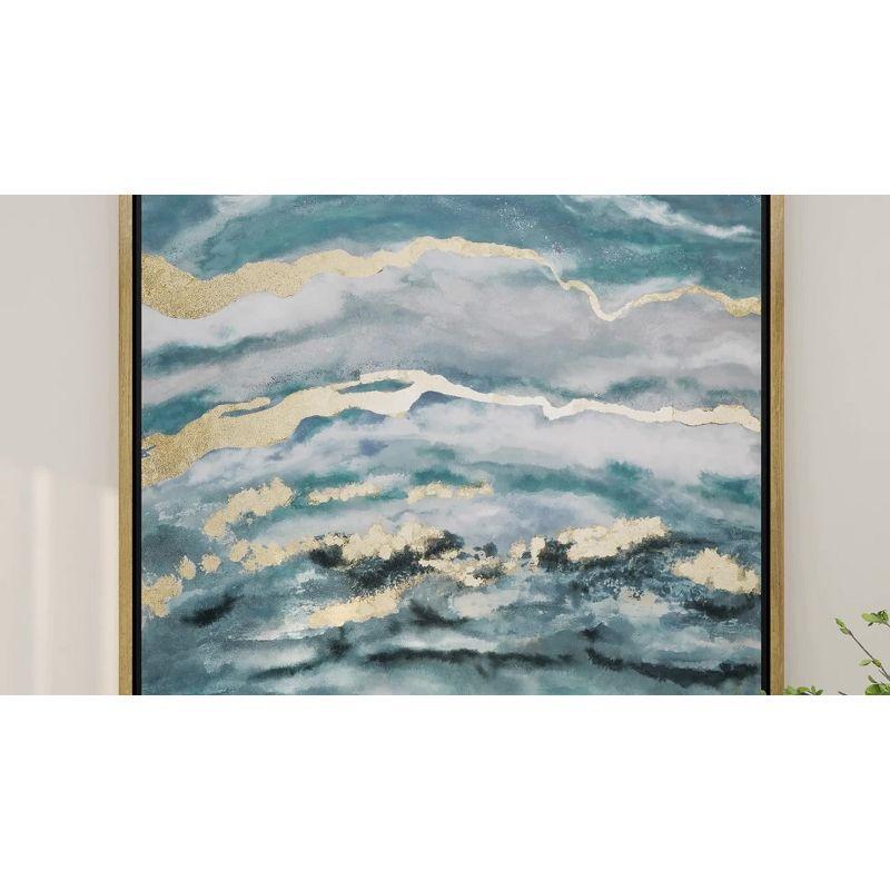 Canvas Geode Enlarge Slice Framed Wall Art with Gold Frame Blue - Olivia & May: Abstract Vertical Decor