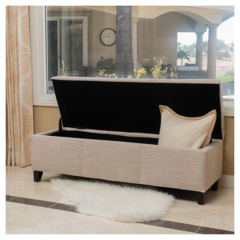 Sarelia Light Beige Fabric Storage Ottoman Bench