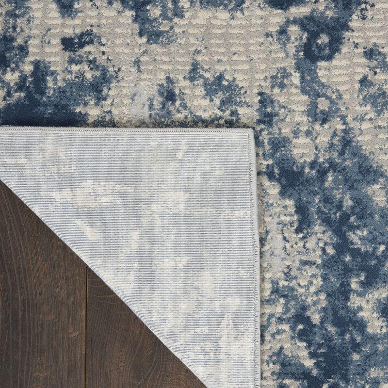 Gray and Blue Abstract 4' x 6' Synthetic Area Rug