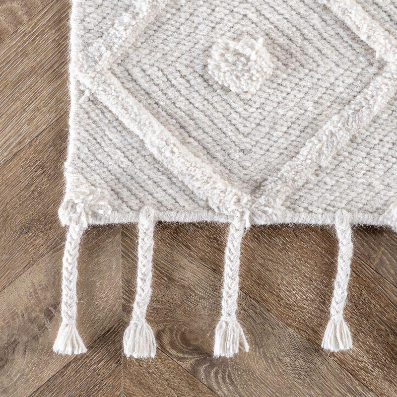 Ivory Trellis Braided Wool 3' x 5' Handmade Rug