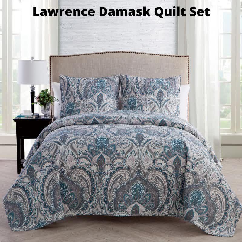 Pinsonic Lawrence 3-Piece Damask Quilt Set