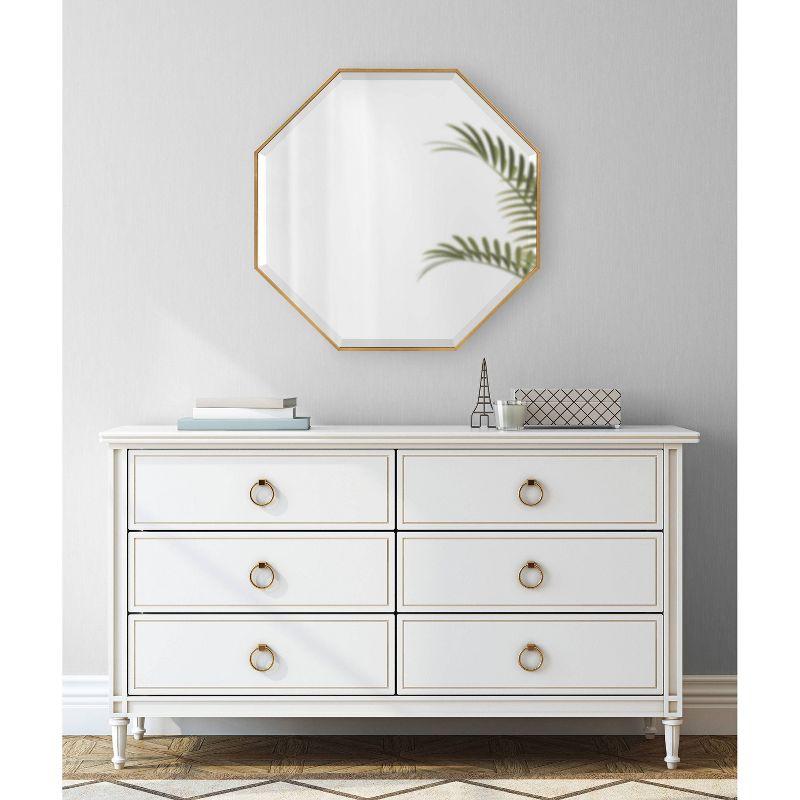Kate & Laurel All Things Decor 28.7" x 28.7" Rhodes Octagon Wall Mirror Gold : Modern Style, No Assembly Required