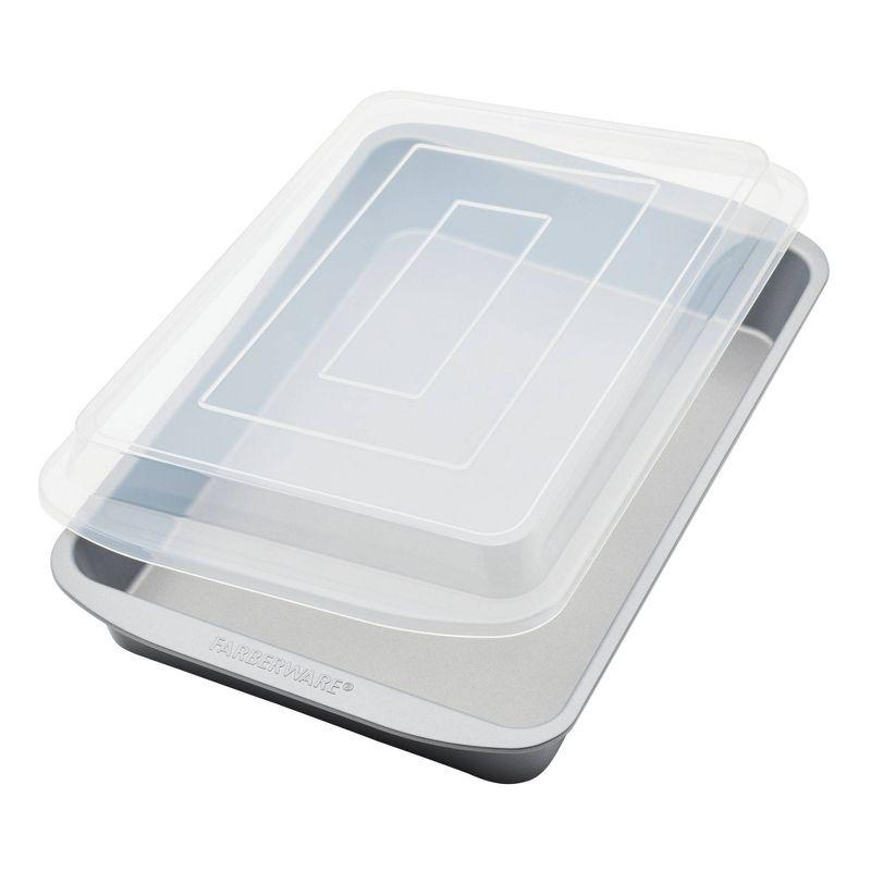 Gray Silicone Non-stick Rectangular Cake Pan with Lid, 9" x 13"