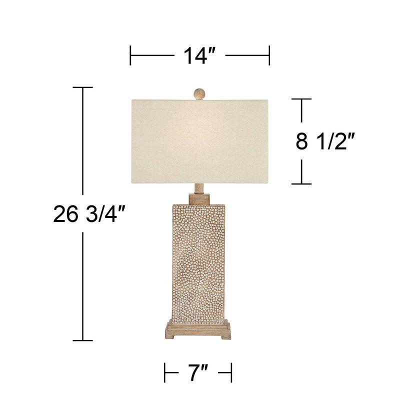 360 Lighting Caldwell Rustic Farmhouse Table Lamps 26 3/4" High Set of 2 Earth Tone Hammered Oatmeal Fabric Rectangular Shade for Bedroom Living Room