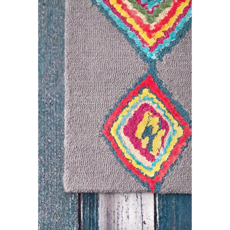 nuLOOM 3'x5' Hand Tufted Belini Area Rug Gray: Wool & Viscose, Geometric, Medium Pile, Bohemian Style