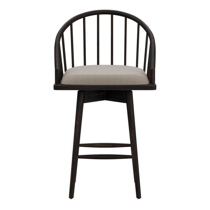 Modern Farmhouse Black Wood Swivel Saddle Stool, 29"