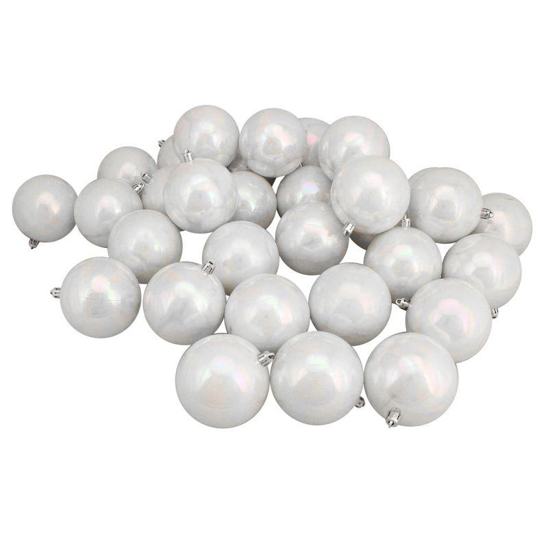 White Iridescent Shatterproof Plastic Christmas Ball Ornament Set