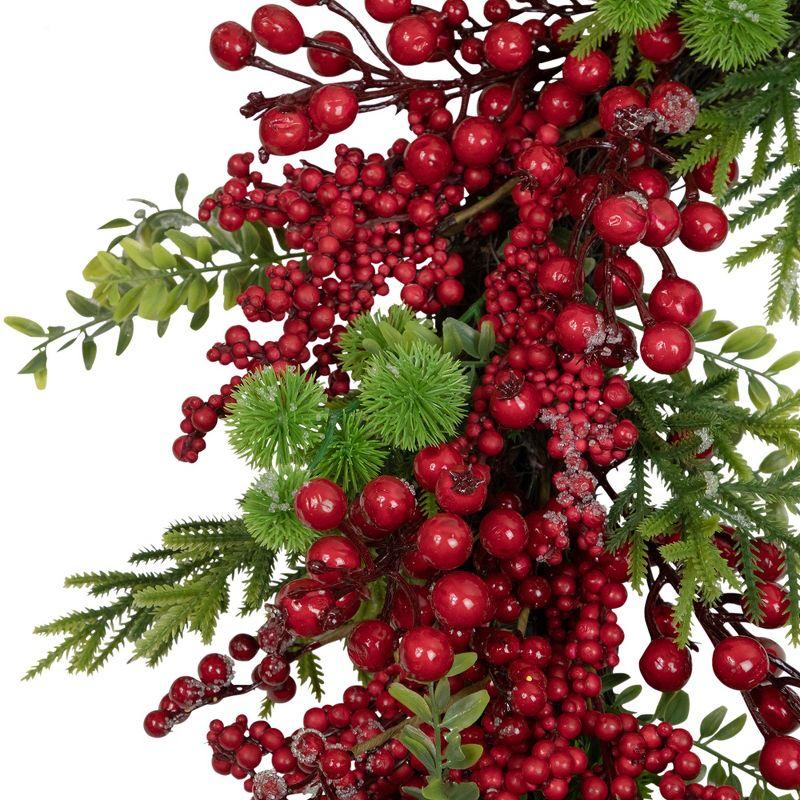 Northlight Artificial Frosted Red Berry and Pine Christmas Wreath, 28-Inch, Unlit