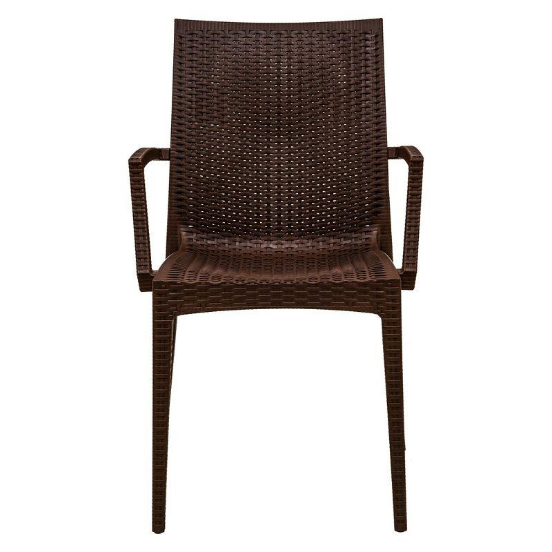 LeisureMod Mace Modern Dining Arm Chair for Indoor and Outdoor Home, Set of 2 in Brown