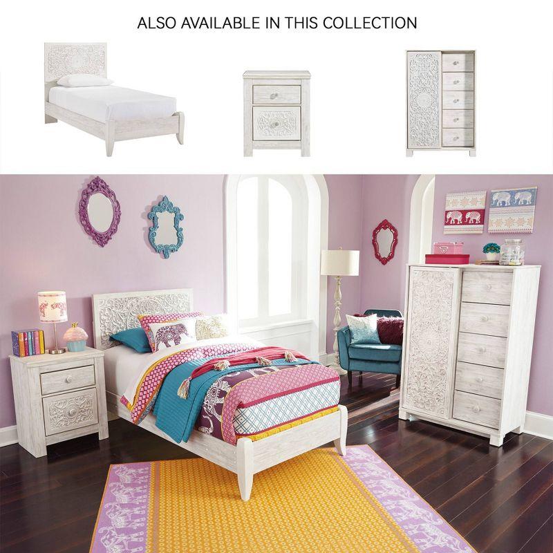 Paxberry Two Drawer Nightstand White Wash - Signature Design by Ashley: Traditional Style, USB Port, Storage Function