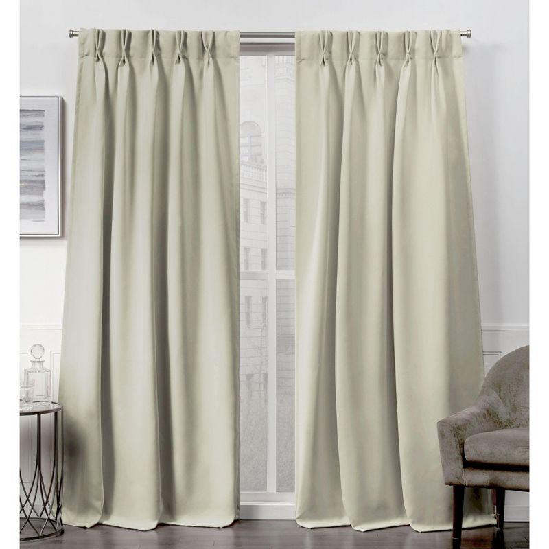 Exclusive Home Sateen Twill Woven Room Darkening Blackout Pinch Pleat/Hidden Tab Top Curtain Panel Pair