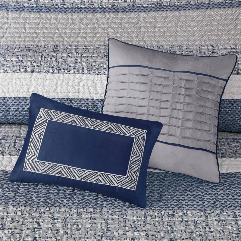 Rhapsody 6 Piece Reversible Jacquard Quilt Set with Throw Pillows