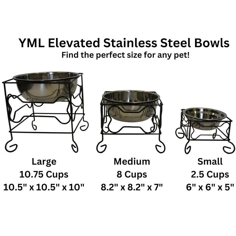 YML 7-Inch Wrought Iron Stand with Single Stainless Steel Bowl - Size: Medium (6.75 inches H x 8.25 inches W x 8.25 inches D)