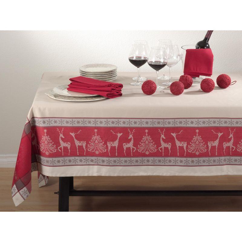 Saro Lifestyle Christmas Tablecloth With Jacquard Design, 72"x104", Red