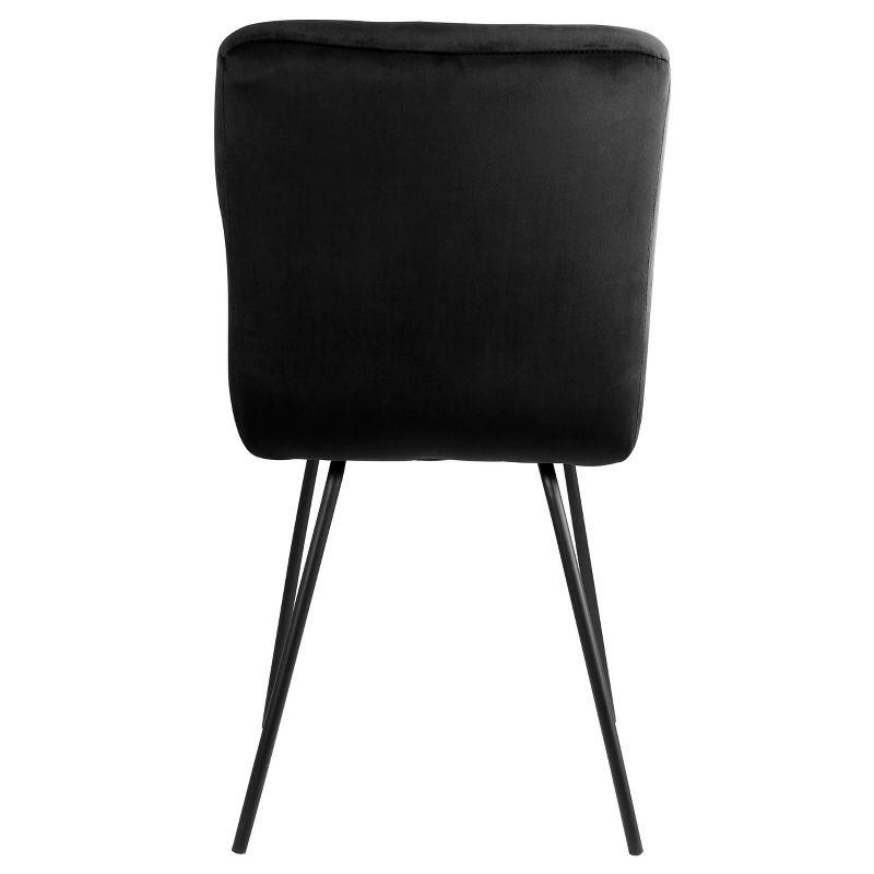 Elama 2 Piece Velvet Tufted Chairs in Black with Black Metal Legs