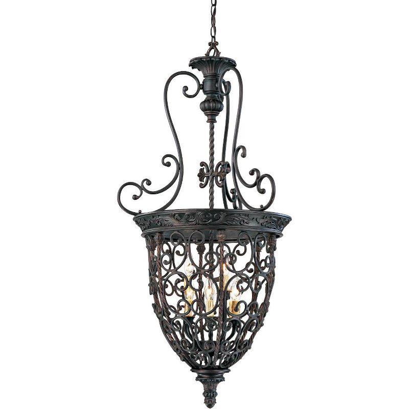 French Scroll Rubbed Bronze 9-Light Chandelier