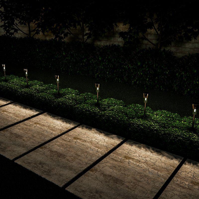 Silver Stainless Steel Solar Pathway Lights Set of 12