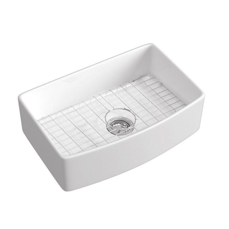 Fireclay Kitchen Sink with Curved Apron - Single Bowl