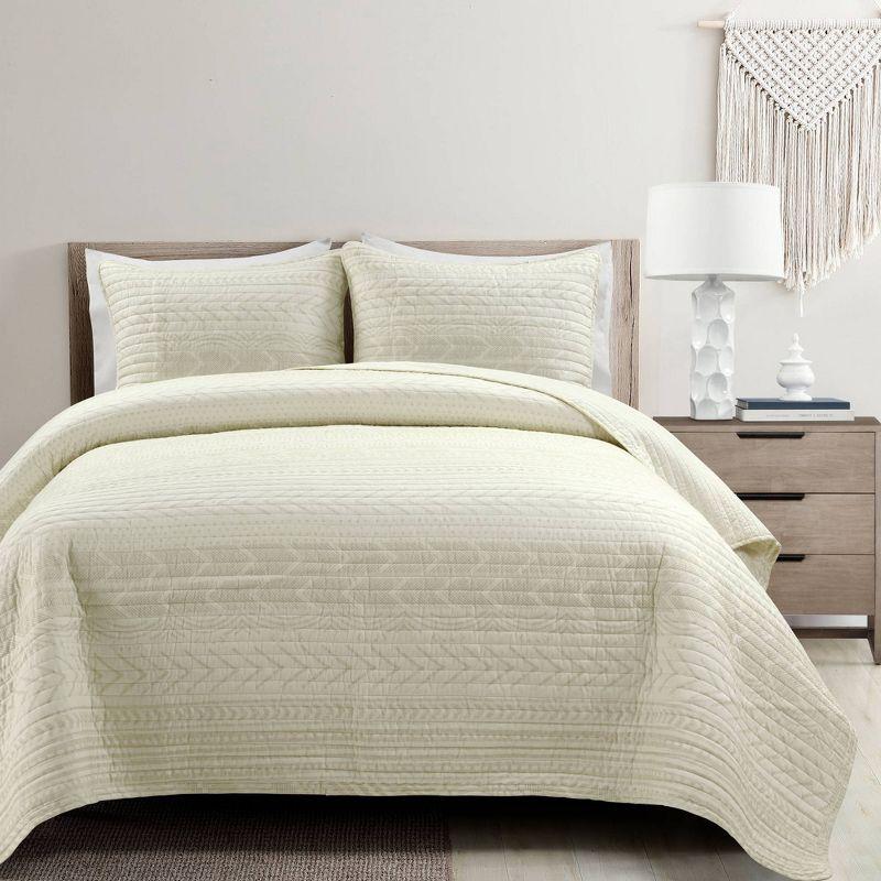 Lush Décor 3pc Hygge Geo Reversible Cotton Quilt & Sham Set