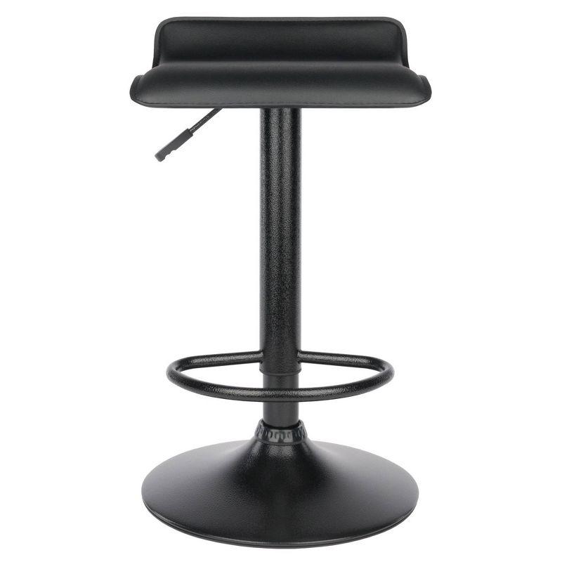 Set of 2 Obsidian Adjustable Swivel Air Lift Stool Black - Winsome: Faux Leather, Metal Frame, 22-30" Height Range