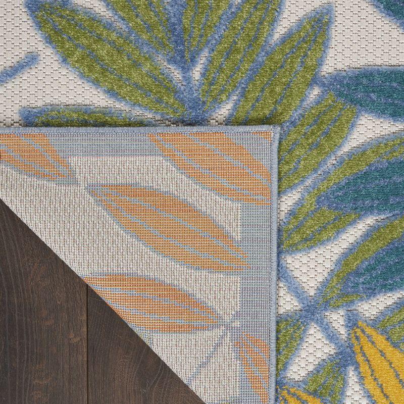 Nourison Aloha Floral Leaf Flatweave High-Low Indoor Outdoor Area Rug Ivory/Multi 2'8" x 4'