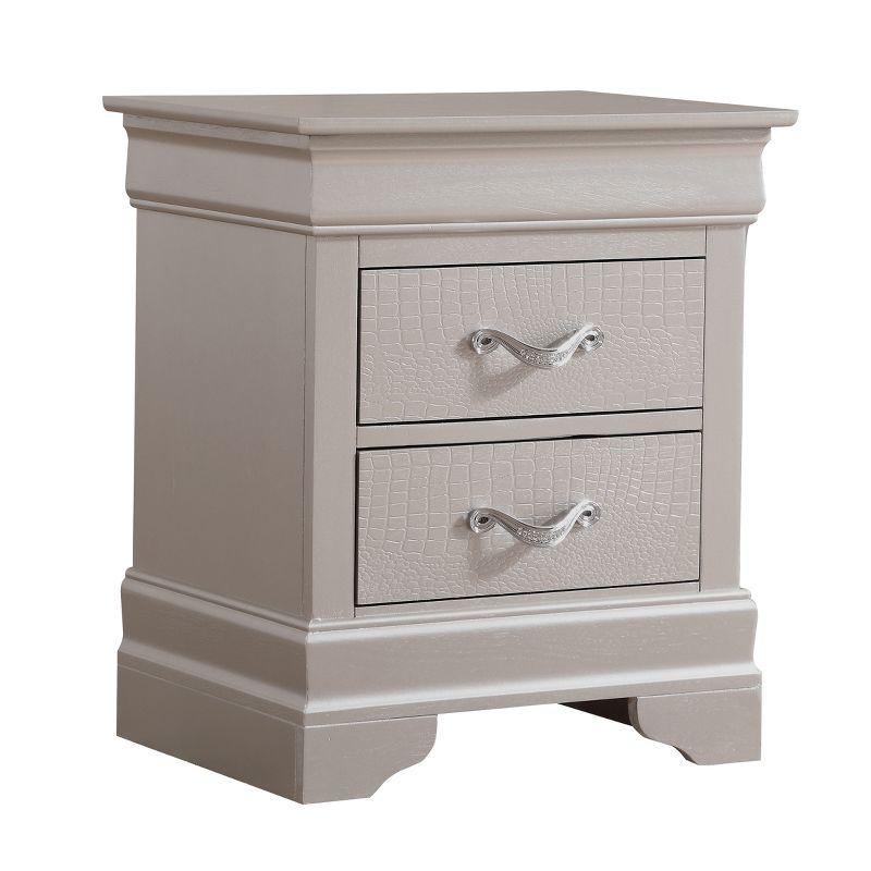 Passion Furniture Lorana 2-Drawer Champagne Nightstand (24 in. H x 21 in. W x 16 in. D)