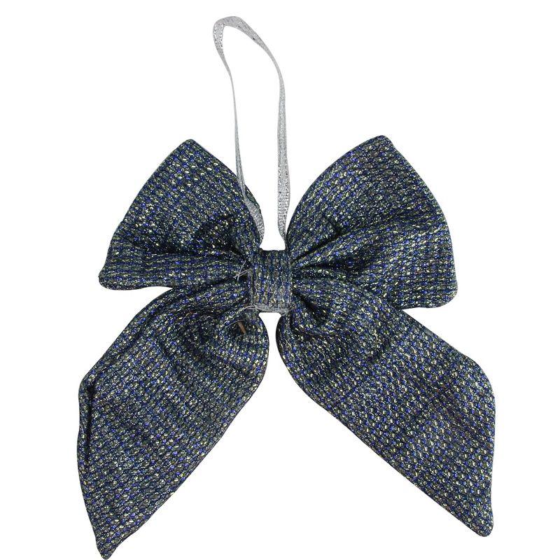 Northlight Small Double Loop Christmas Bow - 5.25" - Gray and Blue