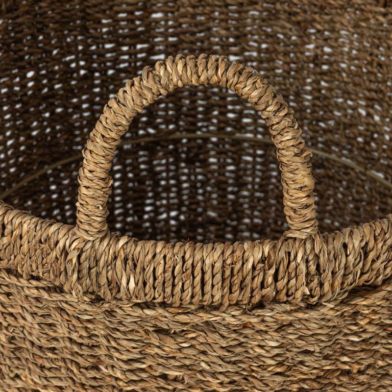 Round Seagrass Basket with Handles, Natural