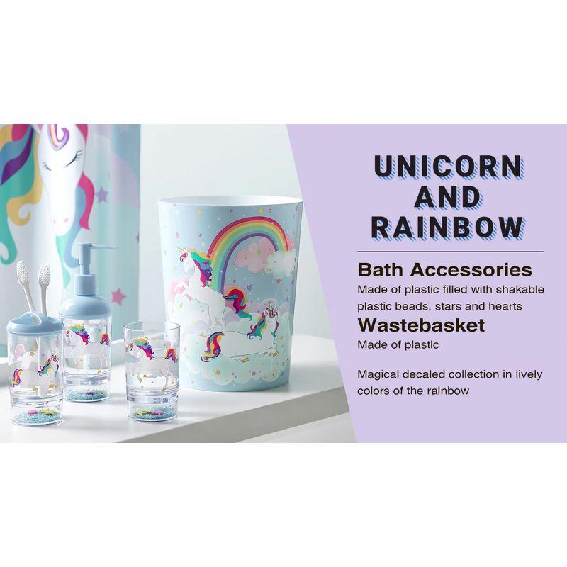 Unicorn And Rainbow Plastic Open Waste Basket - 1.56 Gallons