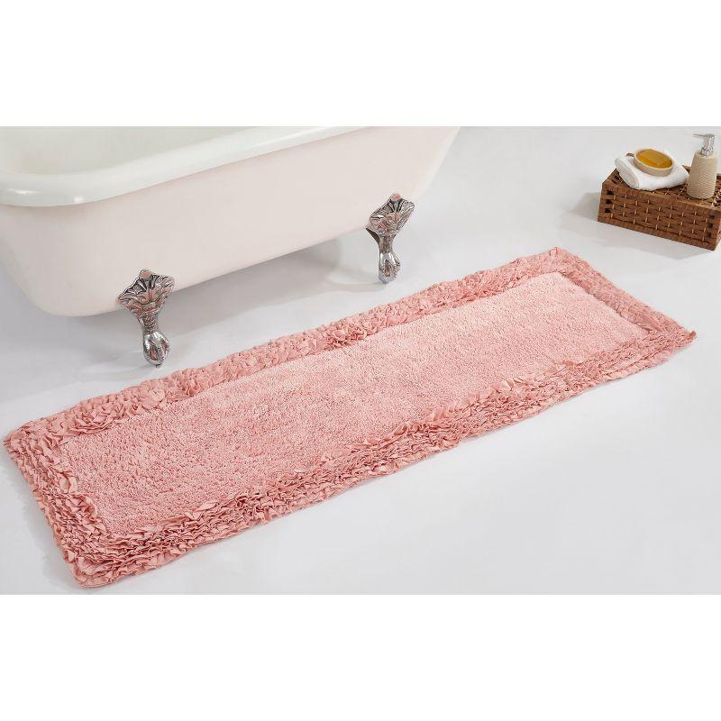 Better Trends Shaggy Boader 100% Cotton Tufted Non- Slip Backing Bath Rug 20" x 60" Runner - Pink