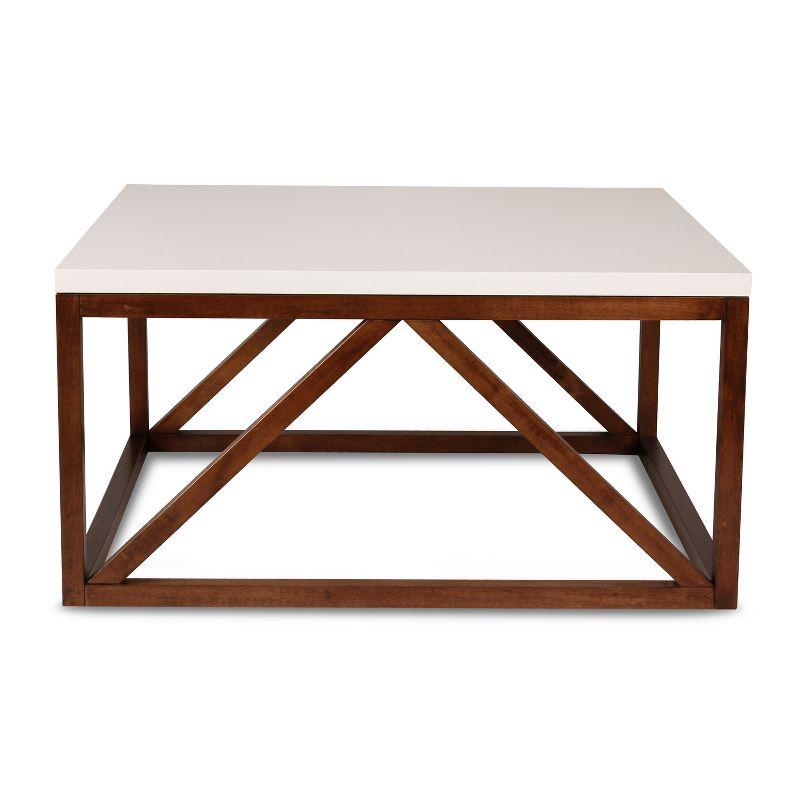 Kaya 36'' Walnut Square Wood and Metal Modern Coffee Table