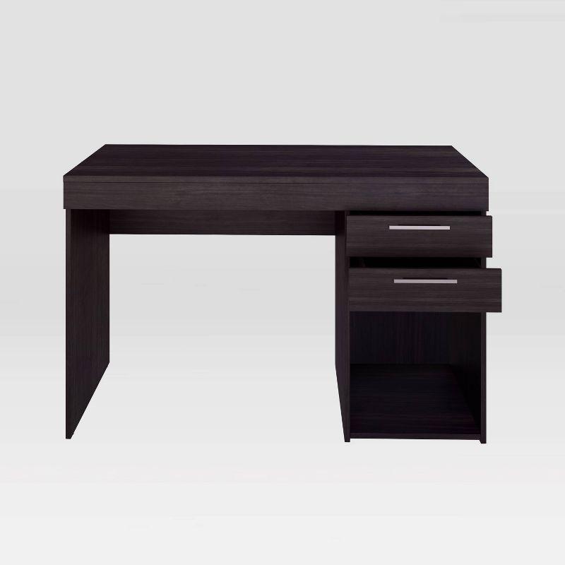 Espresso Particle Board Corner Writing Desk with Drawers