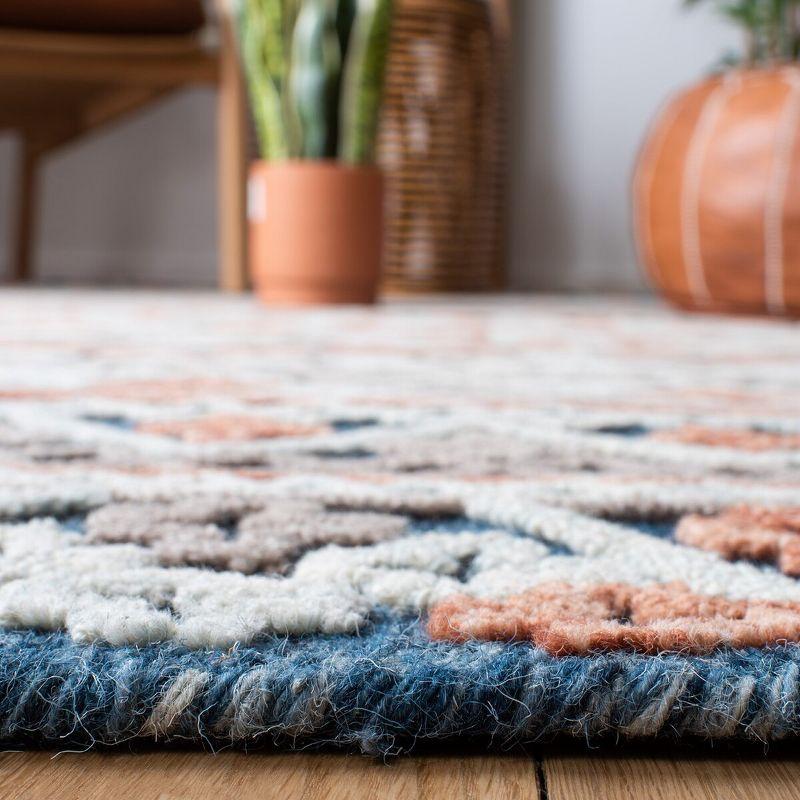 Aspen Blue and Orange Geometric Wool Area Rug