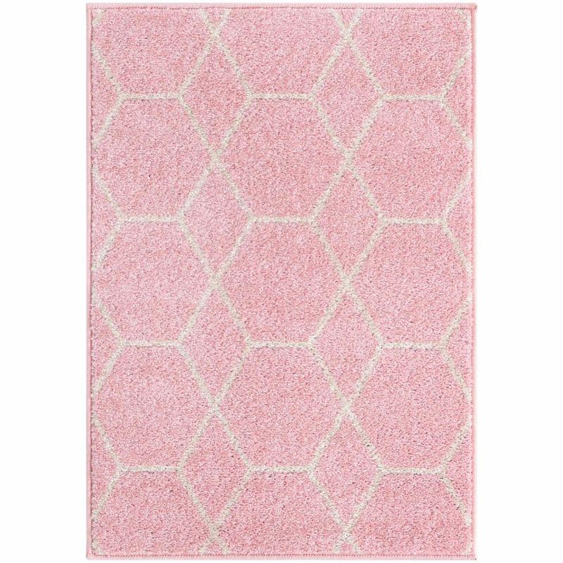 Unique Loom 7' 0 x 10' 0 Trellis Frieze Geometric Light Pink Area Rug
