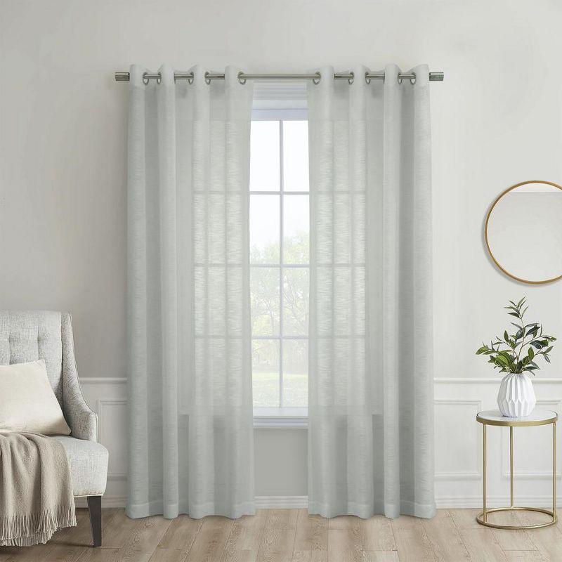 Habitat Boucle Sheer Premium Stylish and Functional Grommet Curtain Panel 52" x 108" Light Grey