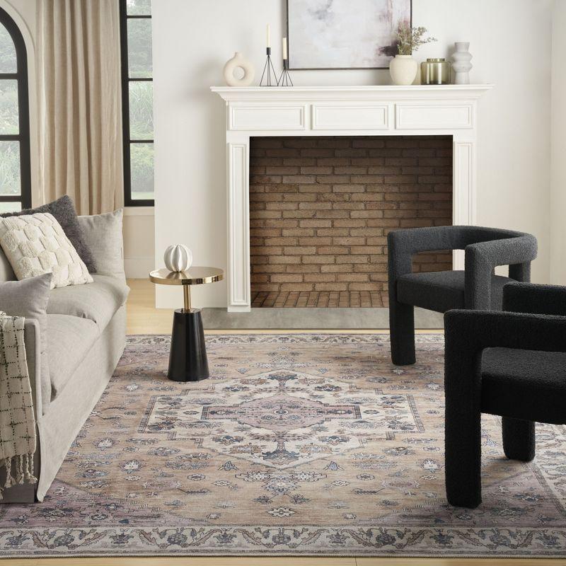 Nourison Washable Brilliance Medallion Indoor Rug Beige Multicolor 7'10" x 9'10"