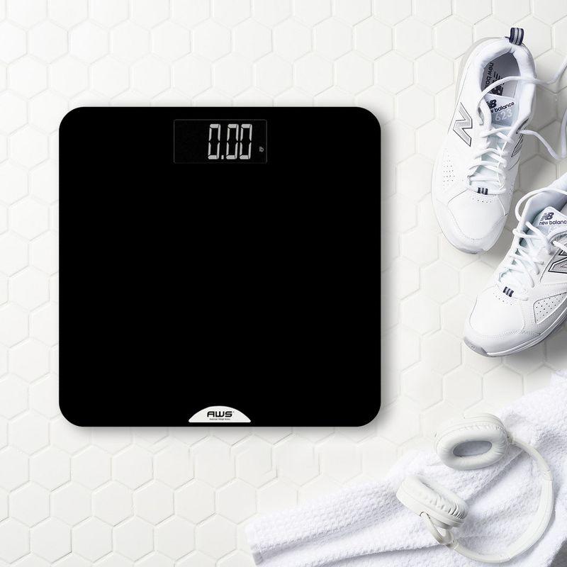 American Weigh Scales Bathroom Body Weight  Scale Non-Slip Rubber Coated Digital Large LCD Display 400LB Capacity