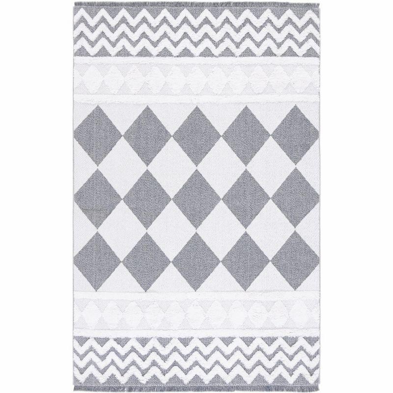 Augustine 5' x 7' Ivory/Grey Flat Woven Synthetic Area Rug