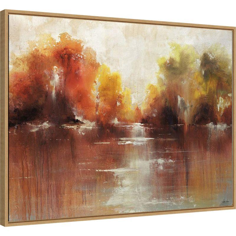 Autumn Landscape Nonrepresentational Canvas Framed Wall Art